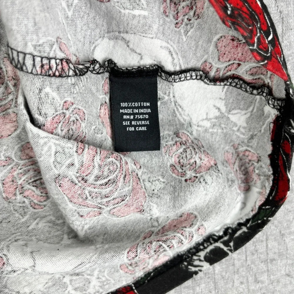 Skulls and roses death punk‎ rock/roll Short Sleeve Hoodie Men/Women XL Black